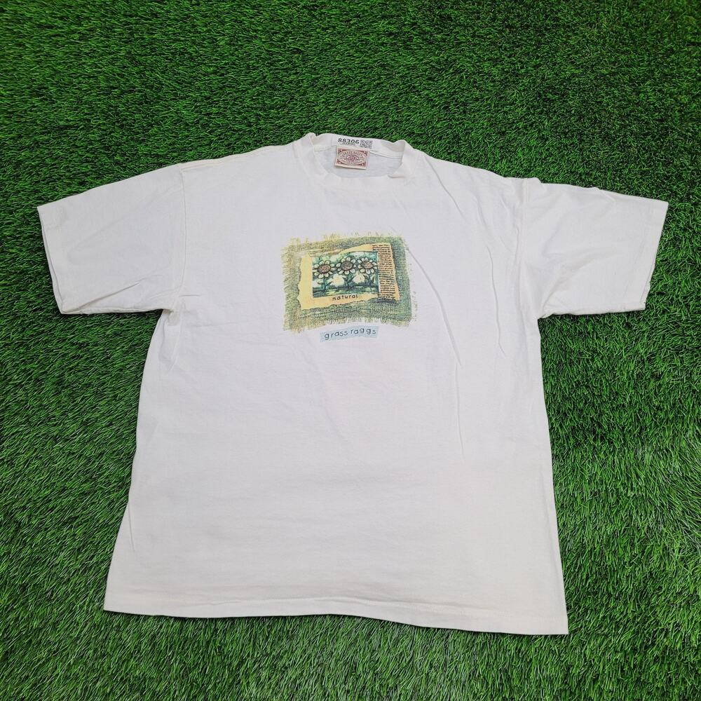 Vintage 90s Sunflower Art Shirt Womens XL 23x27 Grass-Raggs